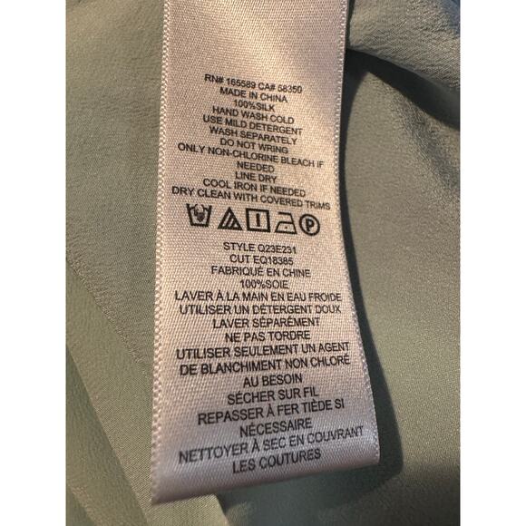 Equipment Jade Mint Green Long Sleeve Silk Button Down Patch Pocket Blouse EUC M - Picture 11 of 12